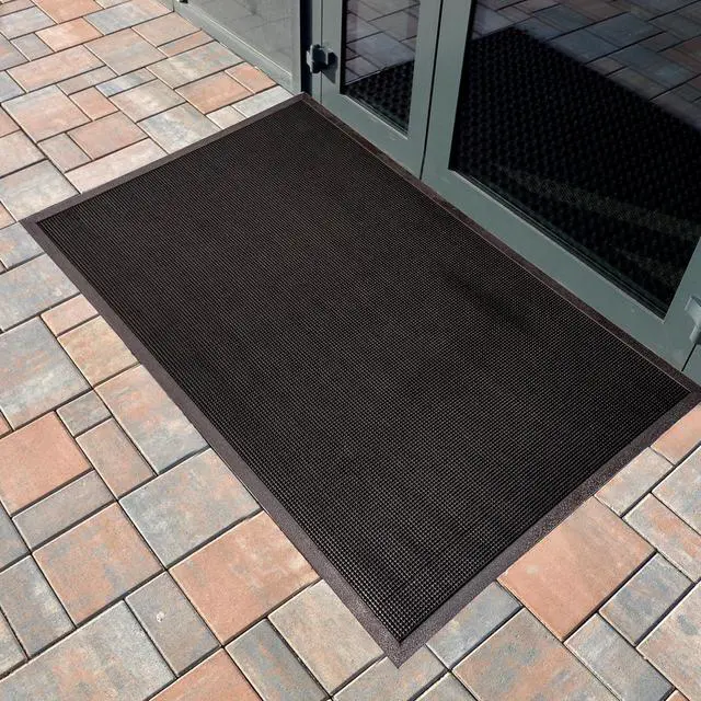 Alt view image 2 of 5 - Durable Heavy Duty Rubber Fingertip Outdoor Entrance Mat 36" x 60", Black