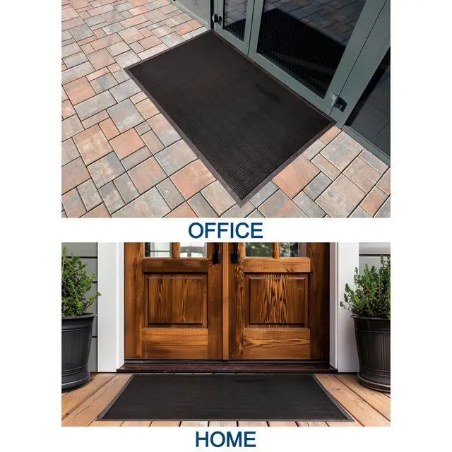 Alt view image 4 of 5 - Durable Heavy Duty Rubber Fingertip Outdoor Entrance Mat 36" x 60", Black