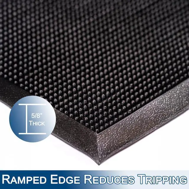 Alt view image 5 of 5 - Durable Heavy Duty Rubber Fingertip Outdoor Entrance Mat 36" x 60", Black