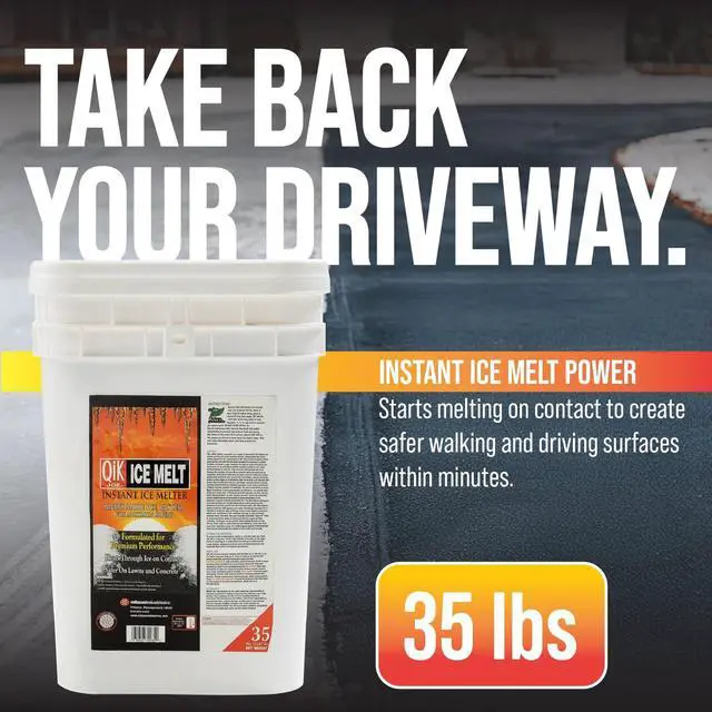 Alt view image 2 of 6 - Calcium Chloride Ice Melt - 35lbs Pail - Instant Snow and Ice Melt for Sidewalks, Driveways, Steps, and Parking Lots - Deicer for Concrete, Asphalt, and Other Surfaces