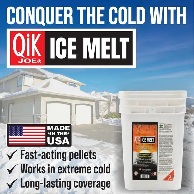 Alt view image 6 of 6 - Calcium Chloride Ice Melt - 35lbs Pail - Instant Snow and Ice Melt for Sidewalks, Driveways, Steps, and Parking Lots - Deicer for Concrete, Asphalt, and Other Surfaces