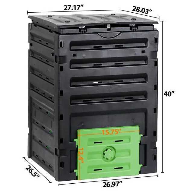 Alt view image 5 of 6 - 120 Gallon (450L) BPA Free Garden Compost Bin - Easy Assembly, Aerating Outdoor Compost Box for Fast Fertile Soil Creation