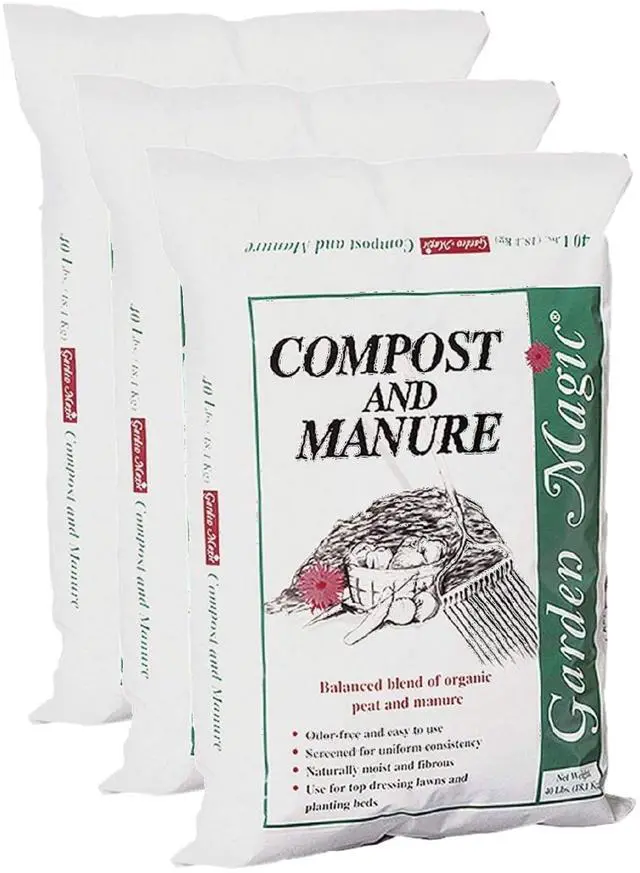 Main image of Michigan Peat 40 Pound Compost and Manure with Odor Free Blend and Naturally Moist and Fibrous for Lawn and Garden, 3 Pack