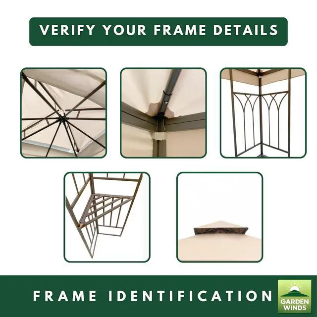 Alt view image 6 of 6 - Durable 350 Replacement Canopy Top Compatible with 2019 Gardenline 10' x 10' Gazebo Models 7884-19 (2019), 22466 - Beige