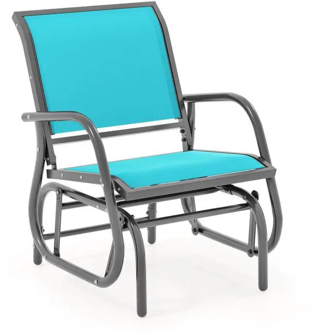 Main image of Swing Glider Chair W/Study Metal Frame Comfortable Patio Chair Love-Seat for Garden, Porch, Backyard, Poolside, Lawn Outdoor Rocking Chair (1, Turquoise)