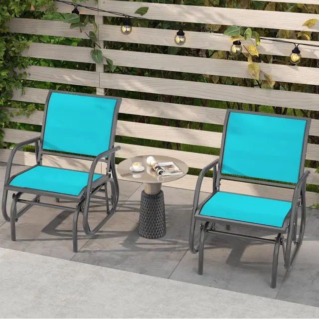 Alt view image 6 of 6 - Swing Glider Chair W/Study Metal Frame Comfortable Patio Chair Love-Seat for Garden, Porch, Backyard, Poolside, Lawn Outdoor Rocking Chair (1, Turquoise)
