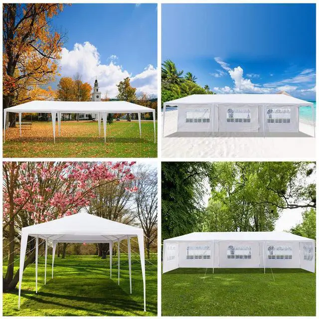 Alt view image 5 of 6 - 10' x 30' Outdoor Canopy Tent White Wedding Gazebo Party Practical Waterproof Tent with Brighter Windows,5 Removable Side Walls
