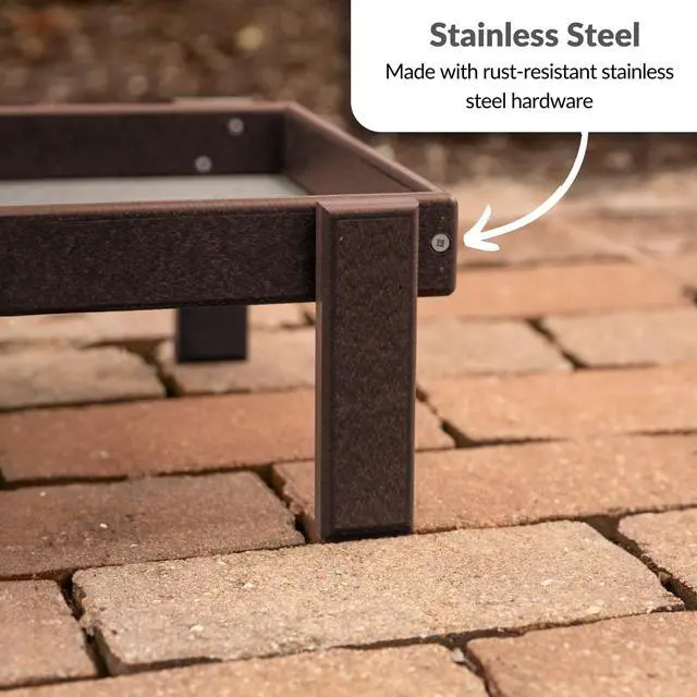 Alt view image 4 of 6 - Amish American Made Platform Bird Feeder, Free Standing Ground Bird Feeders for Outdoors, Feeder for Wild Birds, Squirrel, Gift for Birdwatchers (Milwaukee Brown with Reinforcement)