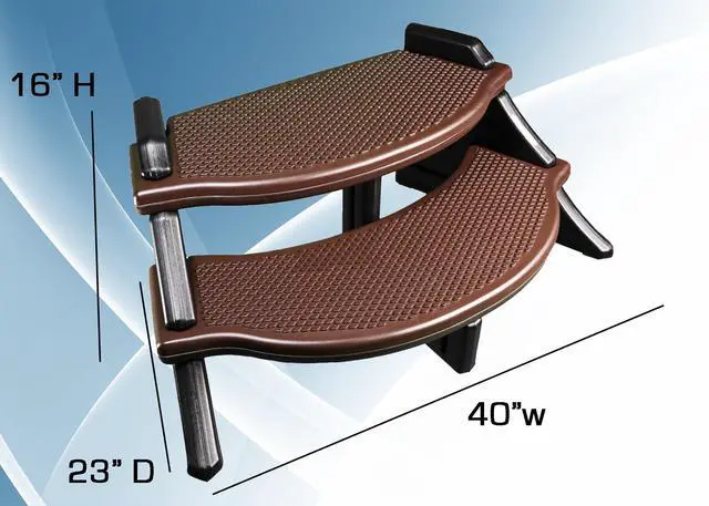 Alt view image 6 of 6 - The Edge Spa Step, 40-Inch Wide Hot Tub Stairs, Multipurpose Indoor/Outdoor Step Stool with Oversized Treads and 2-Tone Design, Espresso