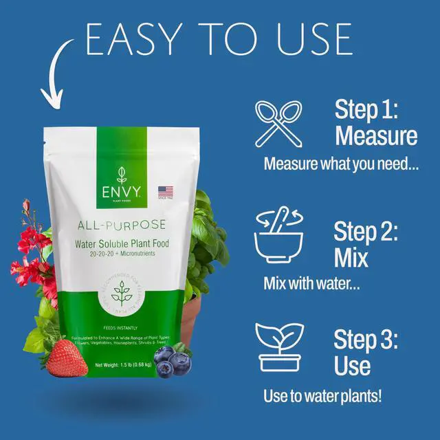 Alt view image 4 of 6 - All-Purpose Plant Fertilizer, 9 Pound (3X 3lb) - Makes 900 Gallons, for Indoor and Outdoor Plants, Pet Safe, Water Soluble, Made in USA