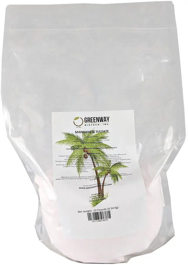 Main image of Manganese Sulfate Monohydrate Fertilizer- 100% Water Soluble Contains 31% Manganese Ideal for Hydroponics & Aeroponics Agriculture- Palm Tree Plant Fertilizer (10 Pounds)