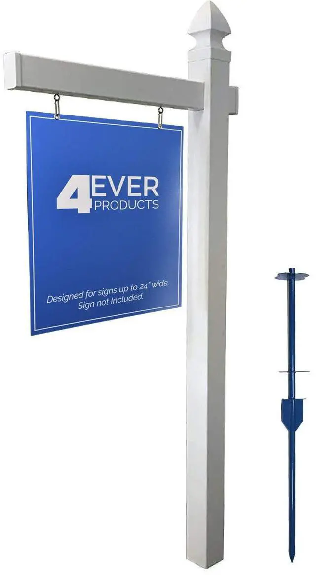 Main image of Vinyl PVC Real Estate Sign Post - White - 6' Tall Post