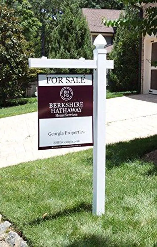 Alt view image 2 of 6 - Vinyl PVC Real Estate Sign Post - White - 6' Tall Post