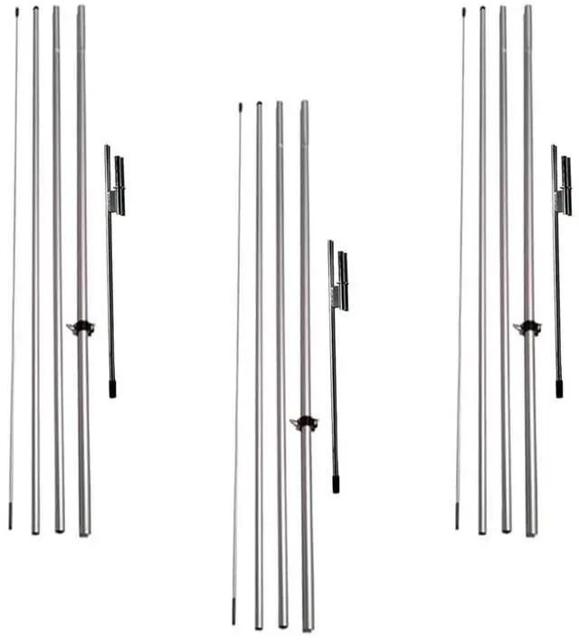 Main image of 3 Pack of Feather Banner Flutter Flag Telescoping Hardware Sets, 4-Piece 15ft Telescopic Pole Kits with 3 Ground Spikes, for Windless & Swooper Flags by (Pack of 3)