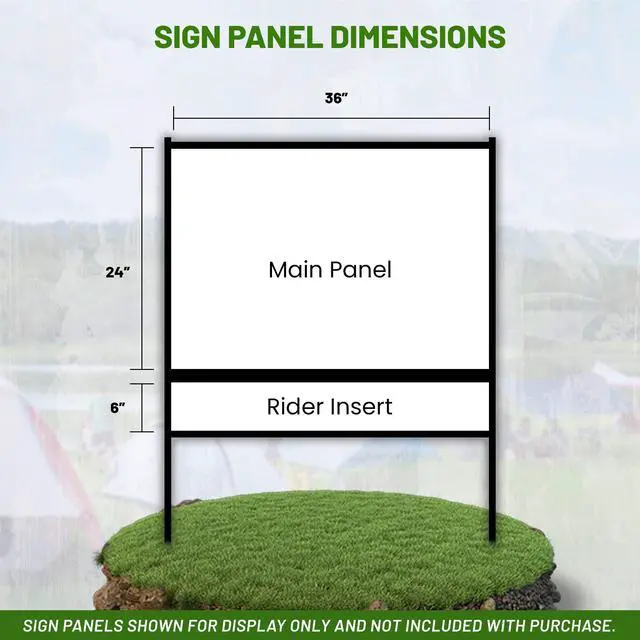Alt view image 4 of 6 - Real Estate Yard Sign Metal H-Frame (Pack of 1), Easy Slide-In Open House Signs for Real Estate, Durable Yard Signs, Compatible with 1/8-Inch Thick Sign Panels - 24 x 36 Slide-In with Rider, Black
