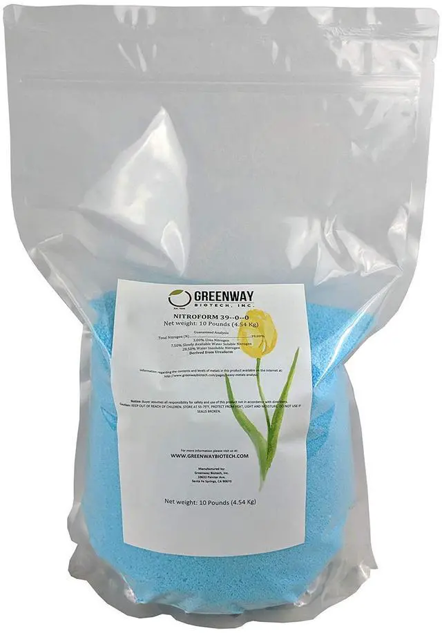 Main image of Greenway Biotech Nitroform 39-0-0 Slow Release Nitrogen Fertilizer - 10 Lb (3% Urea, 7.5% Water Soluble, 28.5% Insoluble Nitrogen)