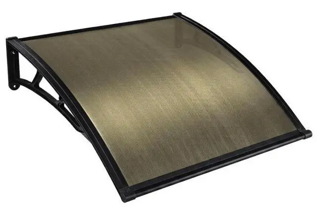 Main image of 40"x40" Door Window Awning Whole One-piece Polycarbonate Anti-UV50+ Cover Front Door Outdoor Rain Snow Sunlight Protection Hollow Sheet Patio Yard Door Brown Board