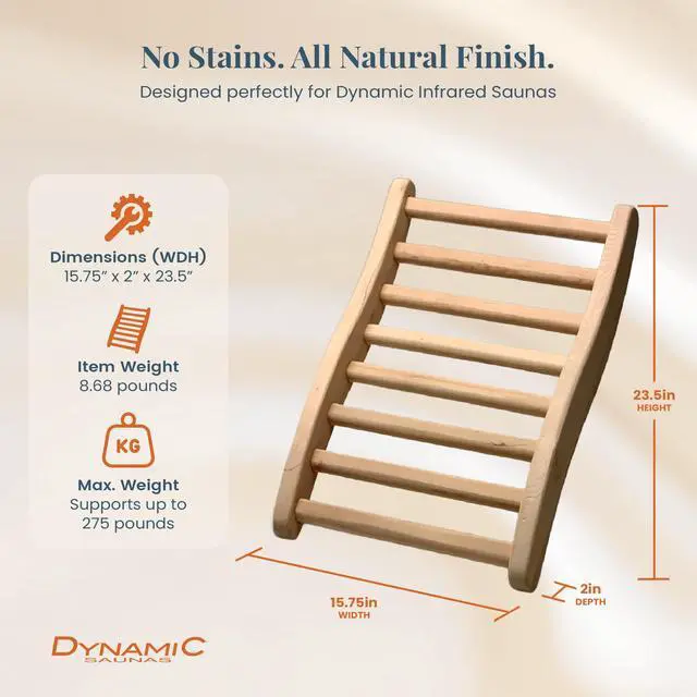 Alt view image 4 of 6 - 2 Pack S-Shaped Sauna Backrest, Ergonomic Wooden Support w/ Adjustable Angle Design | Suitable for Both Traditional & Infrared Saunas - Made from Canadian Hemlock, Up to 275 Lb Capacity