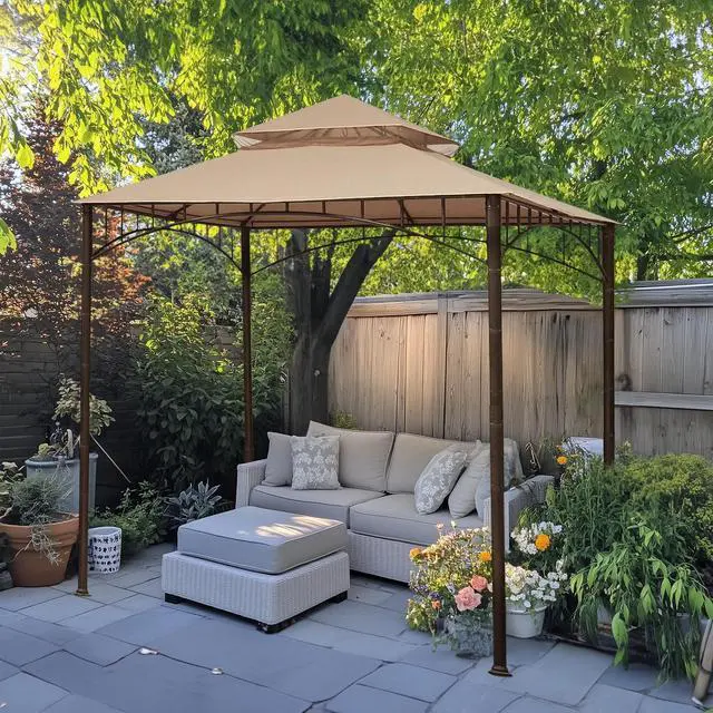 Alt view image 6 of 6 - 10.6'x10.6' Gazebo Top Replacement Fit for Brand_Model Summer Veranda Gazebo/L-GZ093PST/G-GZ093PST/TGZ093 2 Tier Madaga Frame Cover Patio Garden Yard Dark Beige