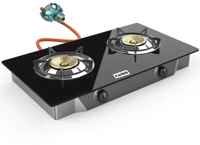 Main image of Outdoor & Indoor Portable Propane Stove, Single & Double Burners with Gas Premium Hose for Backyard Kitchen, Camping Grill, Hiking Cooking, Outdoor Recreation (RQ62-LARGE,2Burners)