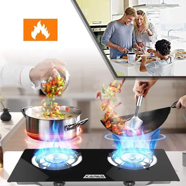 Alt view image 6 of 6 - Outdoor & Indoor Portable Propane Stove, Single & Double Burners with Gas Premium Hose for Backyard Kitchen, Camping Grill, Hiking Cooking, Outdoor Recreation (RQ62-LARGE,2Burners)