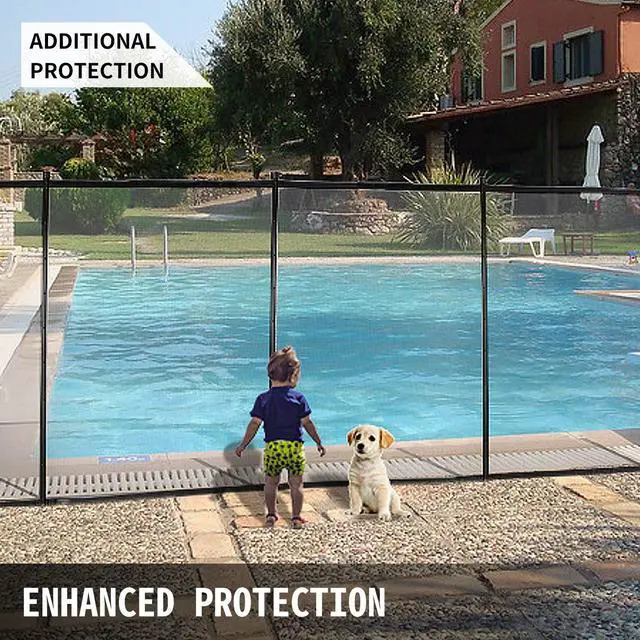 Alt view image 5 of 6 - Pool Fence, 4FTx 12FT DIY Pool Fences for Inground Pools, Removable Child Safety Pool Fencing, Swimming Pool Fence in Ground for Kids Safety, Black Pool Mesh to Protect Kids