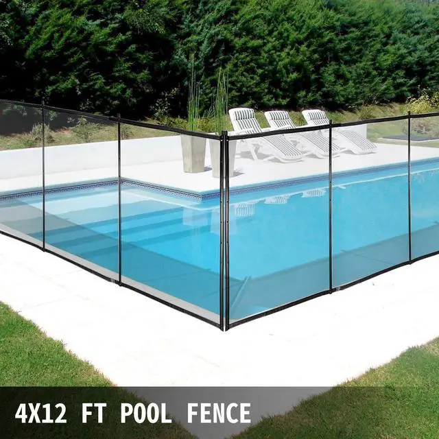 Alt view image 6 of 6 - Pool Fence, 4FTx 12FT DIY Pool Fences for Inground Pools, Removable Child Safety Pool Fencing, Swimming Pool Fence in Ground for Kids Safety, Black Pool Mesh to Protect Kids