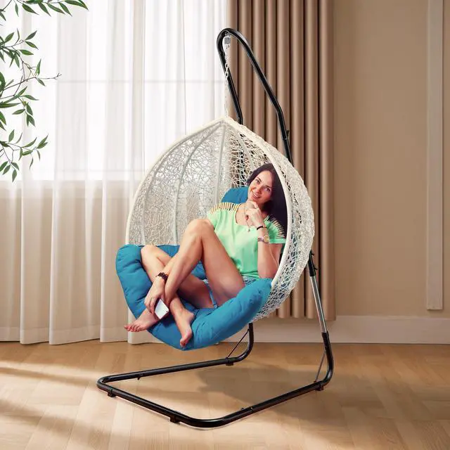 Alt view image 3 of 6 - Durable Hammock Chair Stand Hanging Chair Stand- Heavy Duty Steel Sensory Swing Stand- Weather & Rust Resistant- Adjustable Portable Stand 330lbs for Tree,Lounger,Air Porch,Indoor/Outdoor,Patio