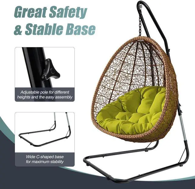 Alt view image 4 of 6 - Durable Hammock Chair Stand Hanging Chair Stand- Heavy Duty Steel Sensory Swing Stand- Weather & Rust Resistant- Adjustable Portable Stand 330lbs for Tree,Lounger,Air Porch,Indoor/Outdoor,Patio