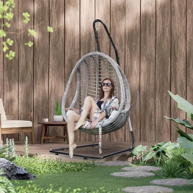 Alt view image 5 of 6 - Durable Hammock Chair Stand Hanging Chair Stand- Heavy Duty Steel Sensory Swing Stand- Weather & Rust Resistant- Adjustable Portable Stand 330lbs for Tree,Lounger,Air Porch,Indoor/Outdoor,Patio