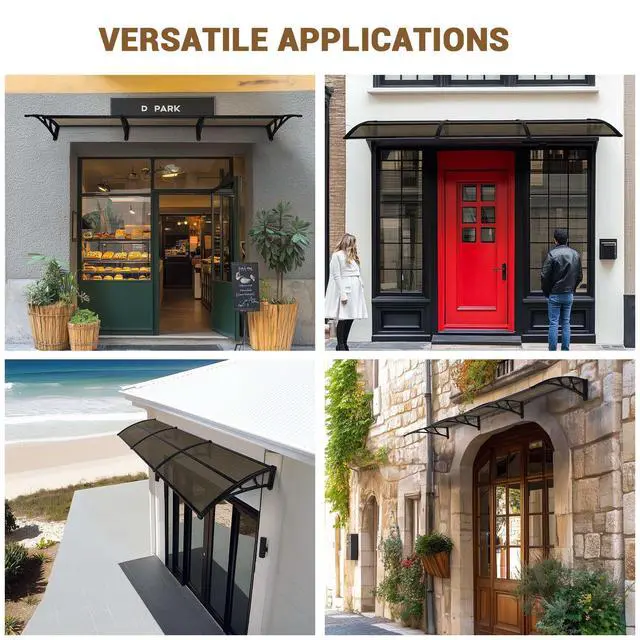 Alt view image 2 of 6 - 30"x120" Window Awning Door Canopy Spliced Polycarbonate Anti-UV30+ Cover Front Door Outdoor Rain Snow Sunlight Protection Hollow Sheet Patio Yard Door Brown Board