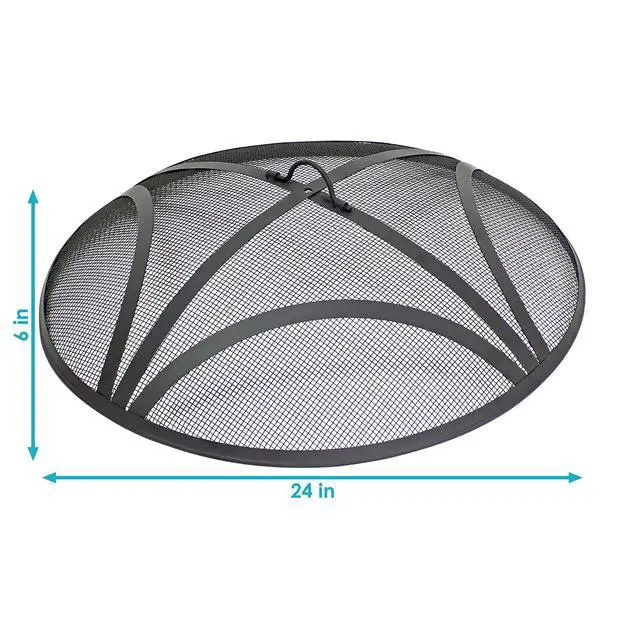 Alt view image 3 of 6 - Sunnydaze Outdoor Patio Fire Pit Screen - Reinforced Steel Mesh Round Fire Pit Spark Screen with Handle - 24" Diameter