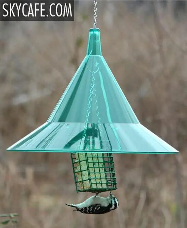 Alt view image 5 of 6 - Squirrel Baffle - Protects Outside Bird Houses - Premium Large 17" Dome - Made in USA by Arundale (Emerald Green)