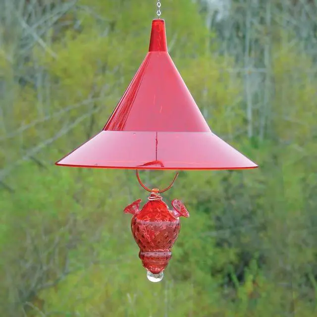 Alt view image 2 of 6 - Squirrel Baffle - Protects Outside Bird Feeders and Bird Houses - Premium Large 17 Dome - Made in USA by Arundale (Ruby Red)