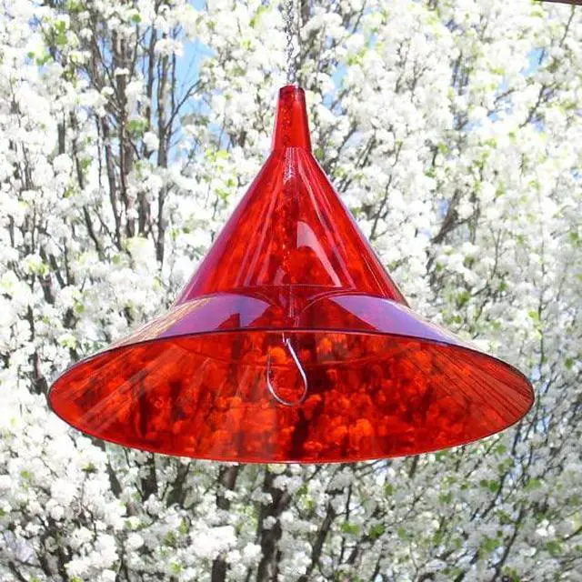 Alt view image 4 of 6 - Squirrel Baffle - Protects Outside Bird Feeders and Bird Houses - Premium Large 17 Dome - Made in USA by Arundale (Ruby Red)