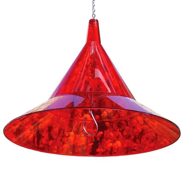 Alt view image 5 of 6 - Squirrel Baffle - Protects Outside Bird Feeders and Bird Houses - Premium Large 17 Dome - Made in USA by Arundale (Ruby Red)