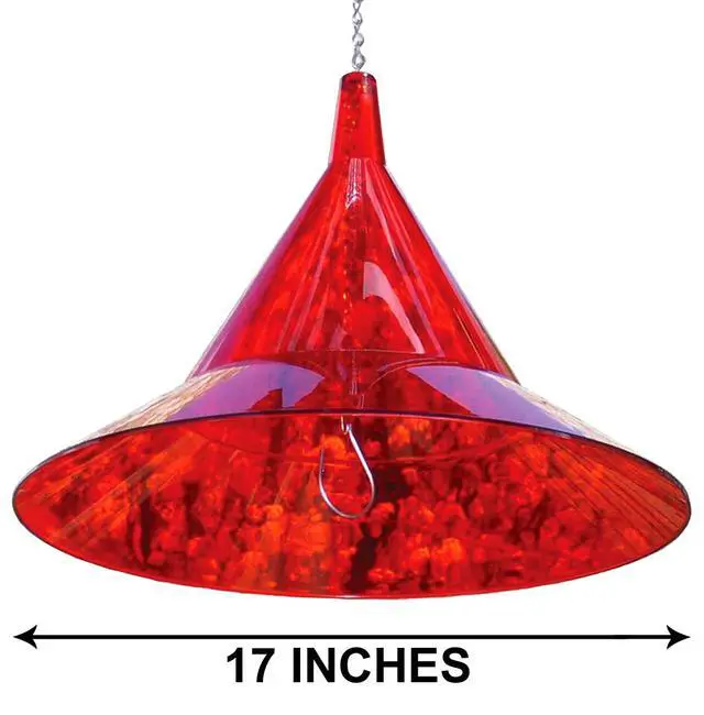 Alt view image 6 of 6 - Squirrel Baffle - Protects Outside Bird Feeders and Bird Houses - Premium Large 17 Dome - Made in USA by Arundale (Ruby Red)