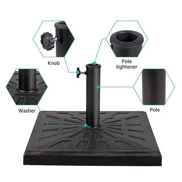 Alt view image 2 of 6 - Square Umbrella Base, 42lb Heavy Duty Patio Outdoor Umbrella Stand Weight, Bronze