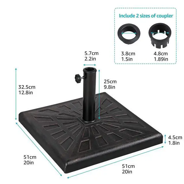 Alt view image 5 of 6 - Square Umbrella Base, 42lb Heavy Duty Patio Outdoor Umbrella Stand Weight, Bronze