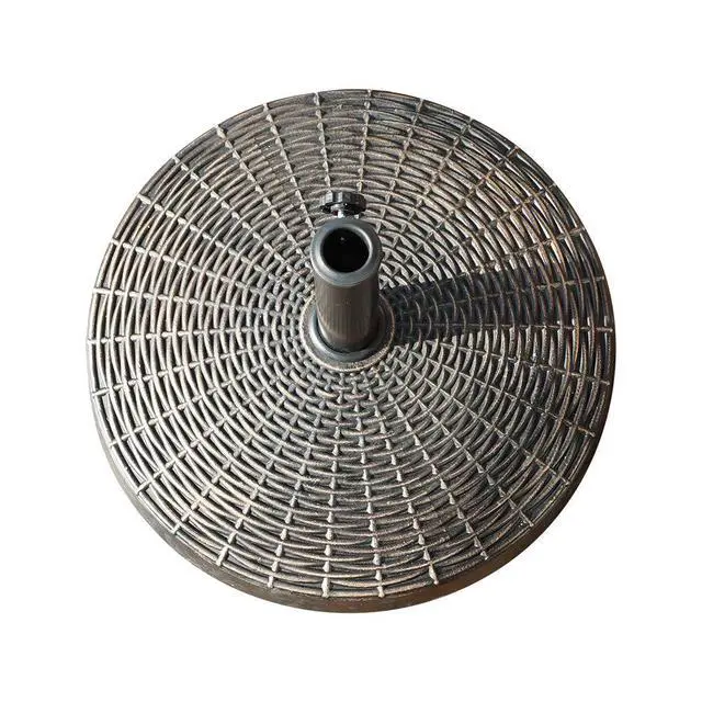Alt view image 2 of 6 - Patio Umbrella Base, Heavy-Duty Stand Resin Weights with Wheels for Outdoor Market Umbrella, 52lbs, Bronze