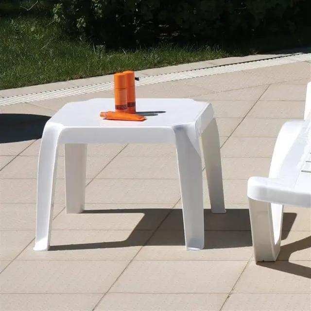 Alt view image 2 of 6 - Sunray Square Resin Patio Side Table in White (Set of 2)