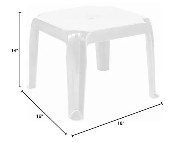 Alt view image 3 of 6 - Sunray Square Resin Patio Side Table in White (Set of 2)