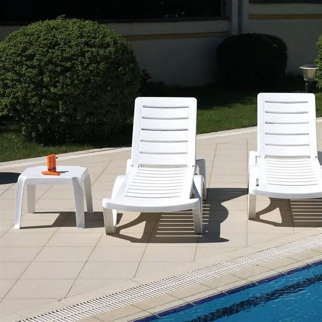 Alt view image 4 of 6 - Sunray Square Resin Patio Side Table in White (Set of 2)