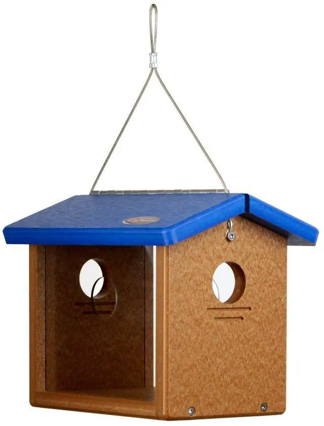 Main image of Recycled Bluebird Mealworm Feeder Hang or Mount (Blue, Cedar)
