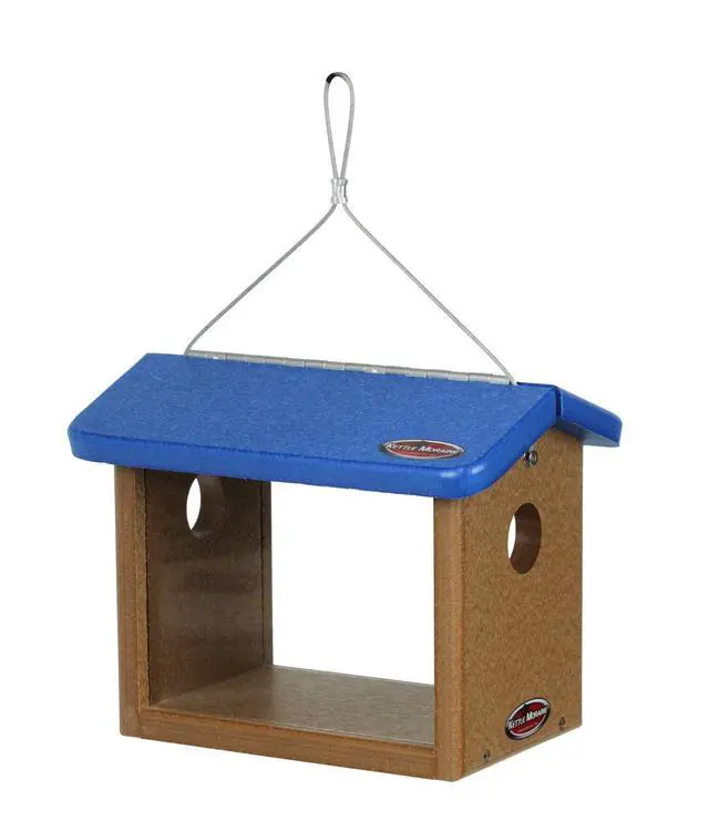 Alt view image 2 of 3 - Recycled Bluebird Mealworm Feeder Hang or Mount (Blue, Cedar)