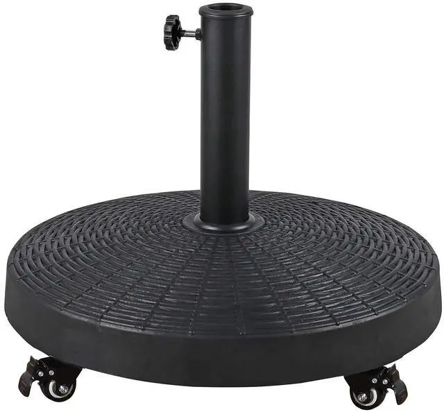 Main image of Patio Umbrella Base, Heavy-Duty Stand Resin Weights with Wheels for Outdoor Market Umbrella, 52lbs, Black