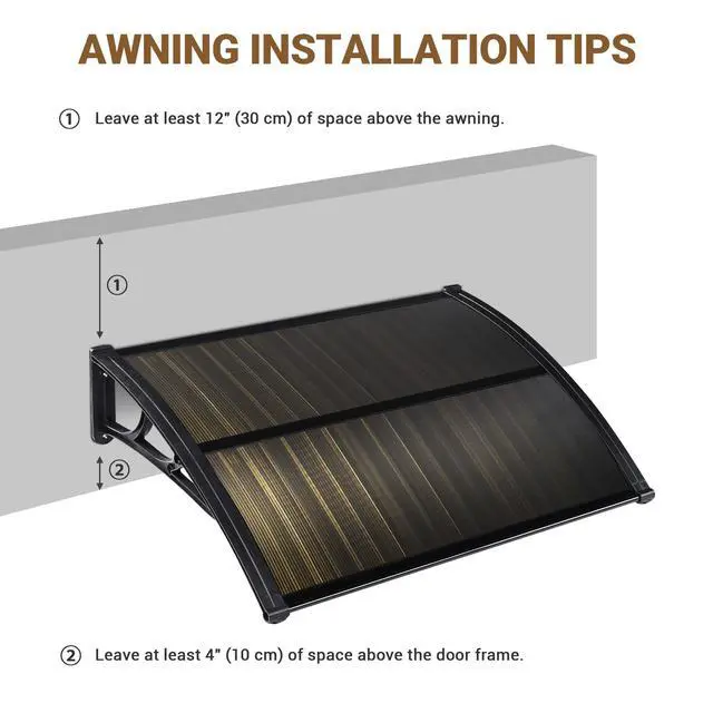 Alt view image 4 of 6 - 39"X29" Window Awning Door Canopy Spliced Polycarbonate Anti-UV30+ Cover Front Door Outdoor Rain Snow Sunlight Protection Hollow Sheet Patio Yard Door 2Pack Brown Board