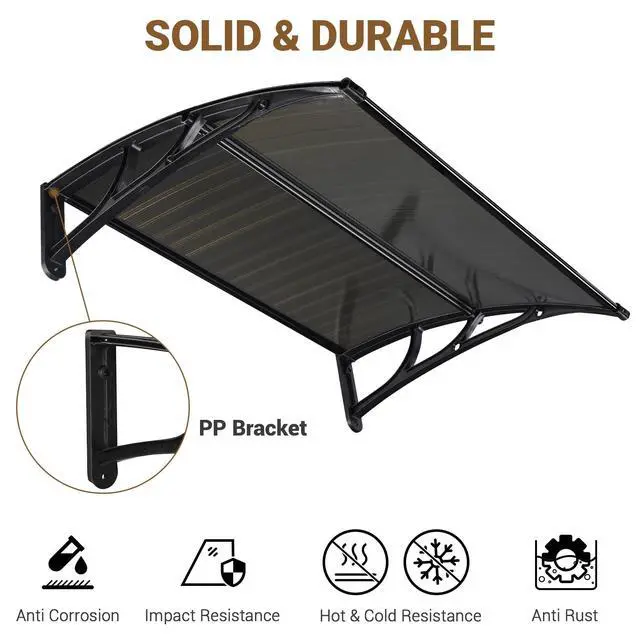 Alt view image 5 of 6 - 39"X29" Window Awning Door Canopy Spliced Polycarbonate Anti-UV30+ Cover Front Door Outdoor Rain Snow Sunlight Protection Hollow Sheet Patio Yard Door 2Pack Brown Board