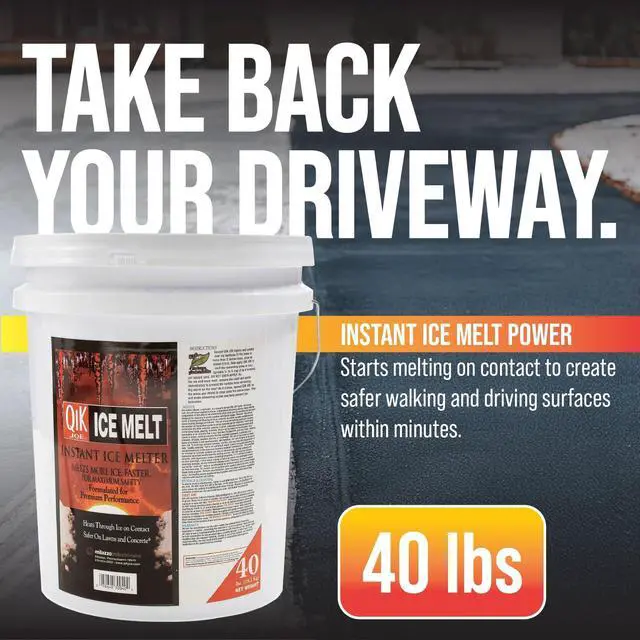 Alt view image 3 of 6 - Calcium Chloride Ice Melt - 40lbs Pail Pallet (36 Units) - Instant Snow and Ice Melt for Sidewalks, Driveways, Steps, and Parking Lots - Deicer for Concrete, Asphalt, and Other Surfaces