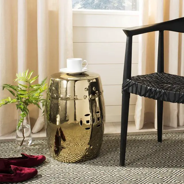 Alt view image 2 of 6 - Furniture - Modern Ming Decorative Garden Stool - Gold - Ceramic - Artisan Chinoiserie Design - Ideal for Living Room, Patio, Garden - Fully Assembled (ACS4516D)